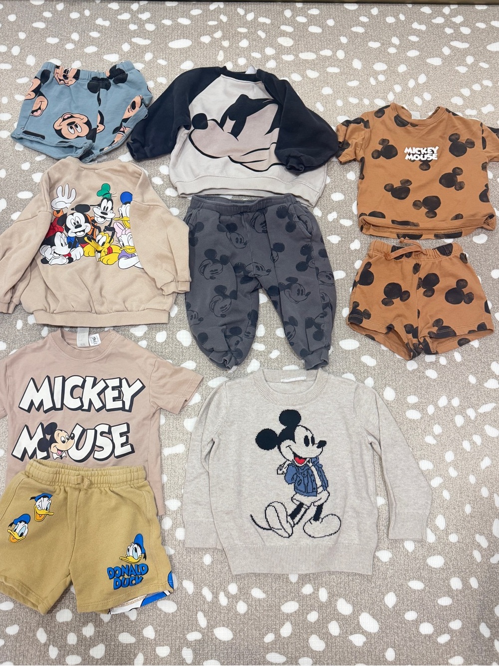 Lot of 9 Zara Kids x Disney Mickey Mouse H&M toddler baby boy set tee shorts 2pc
